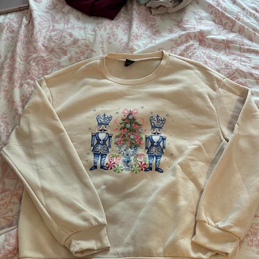 SHEIN Cream Nutcracker Sweater